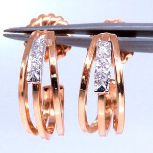 .06ct Natural diamond earrings 14kt yellow gold